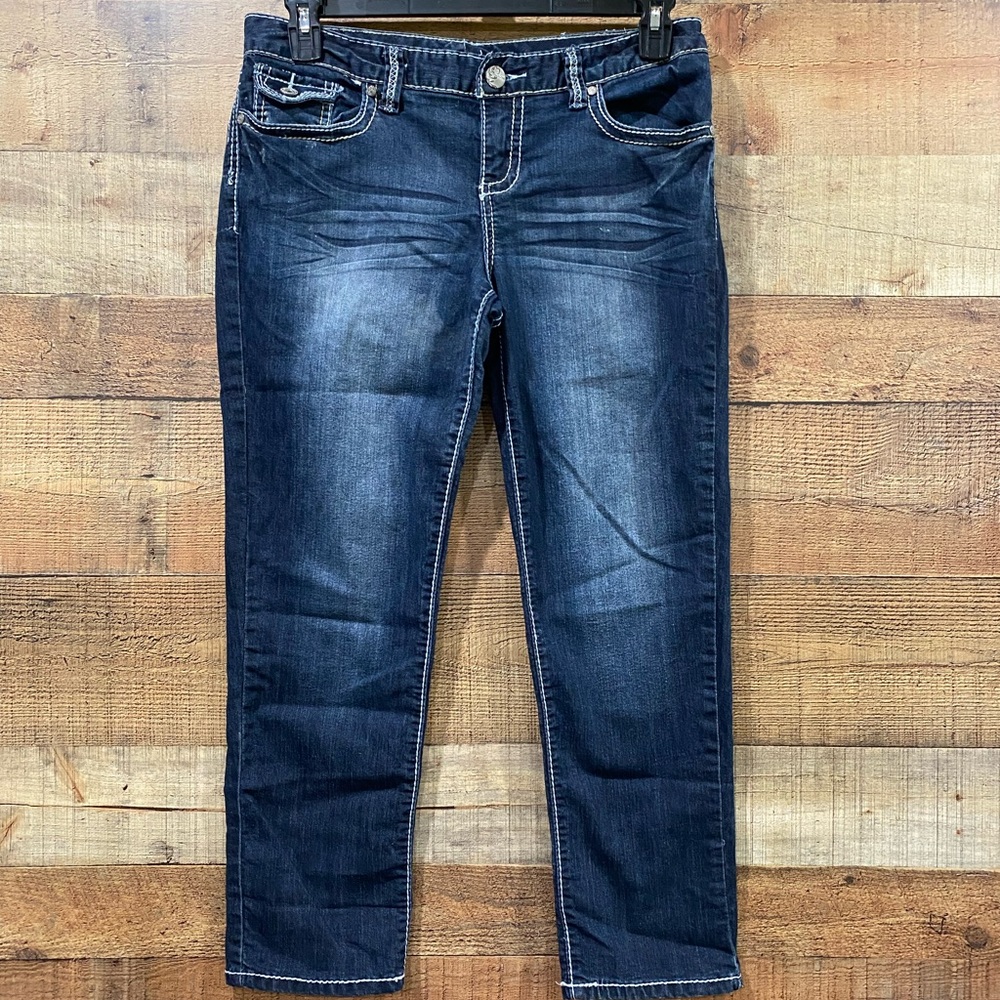 Maurice’s Denim Straight Cropped Dark Indigo Capris Size 9/10